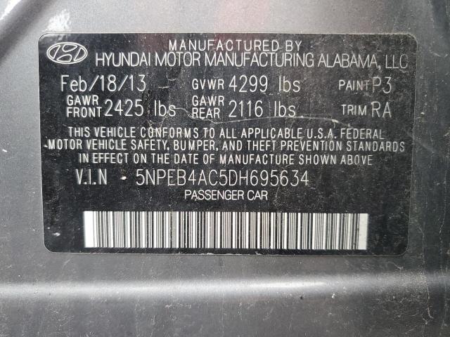 Photo 10 from auction – 2013 HYUNDAI SONATA GLS with VIN 5NPEB4AC5DH695634