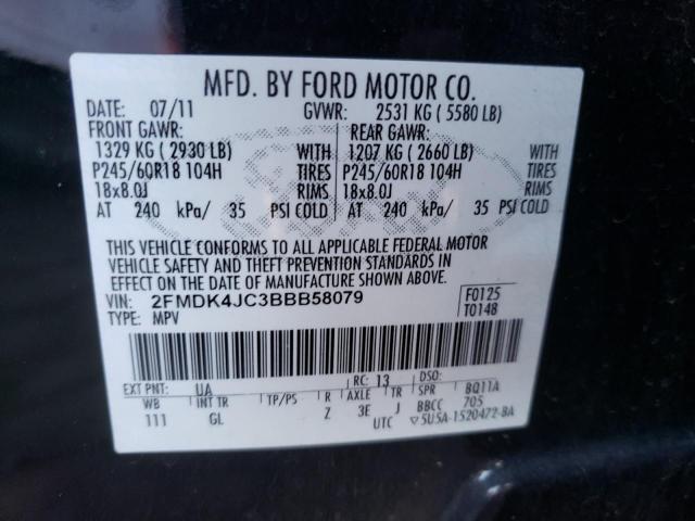 Photo 10 from auction – 2011 FORD EDGE SEL with VIN 2FMDK4JC3BBB58079