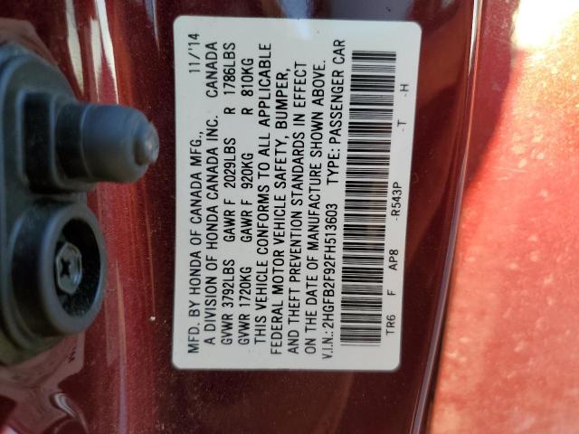 Photo 10 from auction – 2015 HONDA CIVIC EXL with VIN 2HGFB2F92FH513603