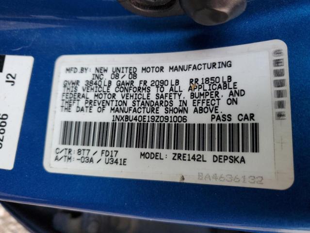 Photo 10 from auction – 2009 TOYOTA COROLLA BA with VIN 1NXBU40E19Z091006