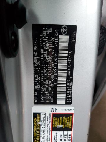 Photo 10 from auction – 2011 TOYOTA CAMRY BASE with VIN 4T1BF3EKXBU149705