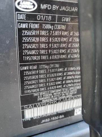 Photo 10 from auction – 2018 LAND ROVER RANGE ROVE with VIN SALWR2RK2JA400758