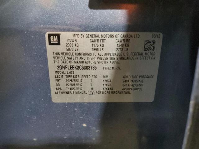 Photo 10 from auction – 2012 CHEVROLET EQUINOX LT with VIN 2GNFLEEK3C6303785