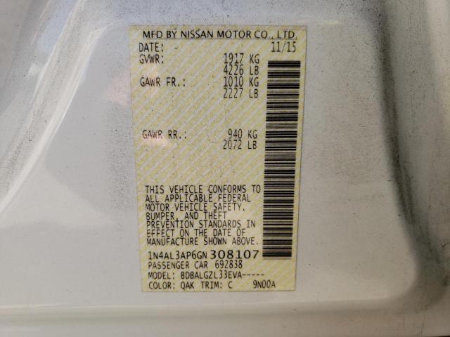Photo 10 from auction – 2016 NISSAN ALTIMA 2.5 with VIN 1N4AL3AP6GN308107
