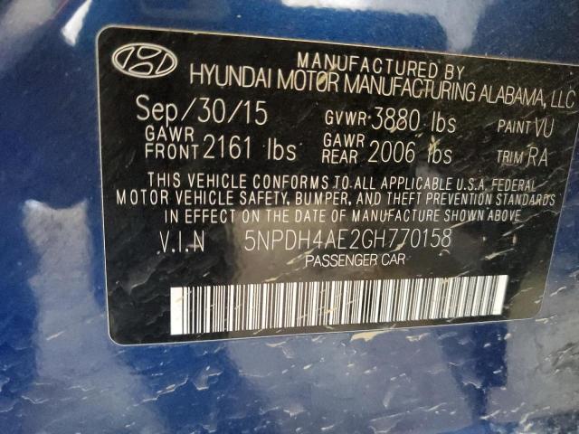 Photo 10 from auction – 2016 HYUNDAI ELANTRA SE with VIN 5NPDH4AE2GH770158
