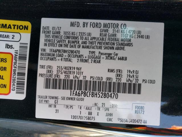 Photo 10 from auction – 2017 FORD MUSTANG GT with VIN 1FA6P8CF8H5280470