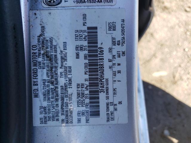 Photo 10 from auction – 2011 FORD FUSION SE with VIN 3FAHP0HA0BR181069