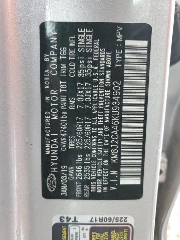Photo 10 from auction – 2019 HYUNDAI TUCSON SE with VIN KM8J2CA46KU934902