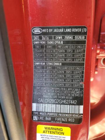 Photo 10 from auction – 2016 LAND ROVER DISCOVERY with VIN SALCR2BG2GH627442