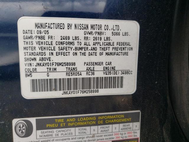 Photo 10 from auction – 2006 INFINITI M35 BASE with VIN JNKAY01F76M258998
