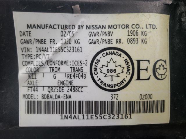 Photo 10 from auction – 2005 NISSAN ALTIMA S with VIN 1N4AL11E55C323161