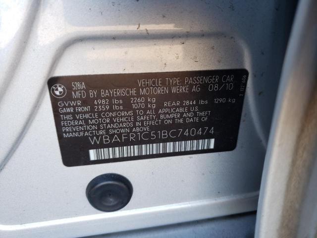 Photo 10 from auction – 2011 BMW 528 I with VIN WBAFR1C51BC740474
