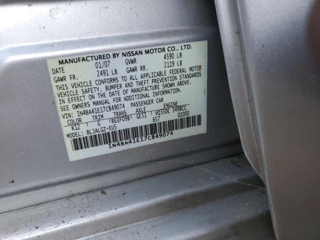 Photo 10 from auction – 2007 NISSAN MAXIMA SE with VIN 1N4BA41E17C849074