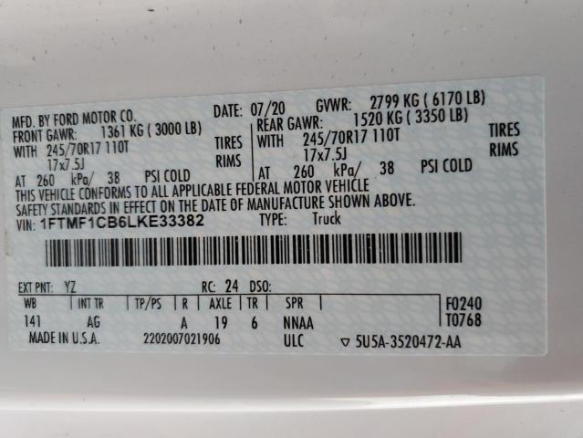 Photo 10 from auction – 2020 FORD F150 with VIN 1FTMF1CB6LKE33382