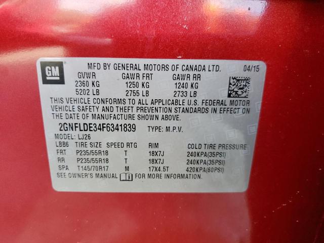 Photo 10 from auction – 2015 CHEVROLET EQUINOX LT with VIN 2GNFLDE34F6341839