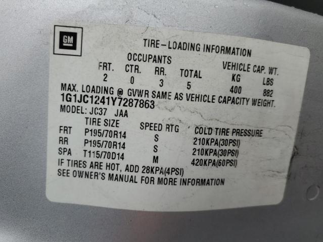 Photo 10 from auction – 2000 CHEVROLET CAVALIER with VIN 1G1JC1241Y7287863
