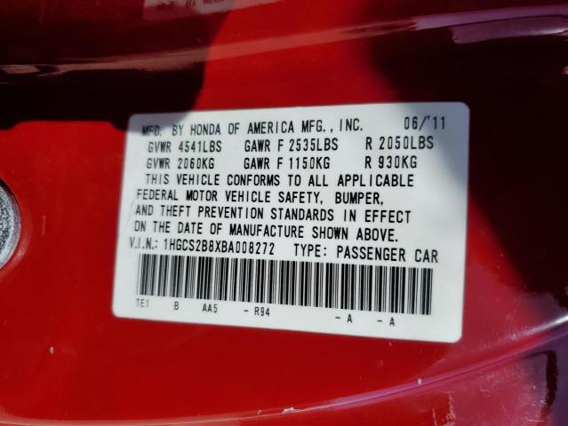 Photo 10 from auction – 2011 HONDA ACCORD EXL with VIN 1HGCS2B8XBA008272