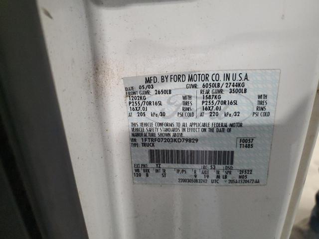 Photo 10 from auction – 2003 FORD F150 with VIN 1FTRF07203KD79829