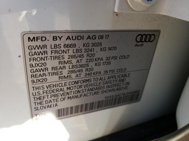 Photo 10 from auction – 2018 AUDI Q7 PREMIUM with VIN WA1LAAF76JD008693
