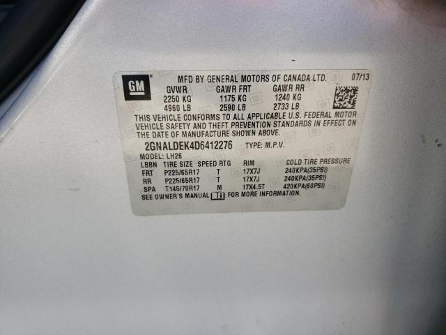 Photo 10 from auction – 2013 CHEVROLET EQUINOX LT with VIN 2GNALDEK4D6412276