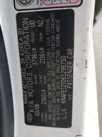 Photo 10 from auction – 2006 KIA SPECTRA LX with VIN KNAFE121065299750