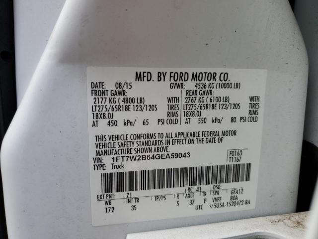 Photo 10 from auction – 2016 FORD F250 SUPER with VIN 1FT7W2B64GEA59043
