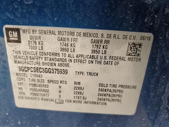 Photo 10 from auction – 2016 CHEVROLET SILVERADO with VIN 3GCPCSEC3GG375939
