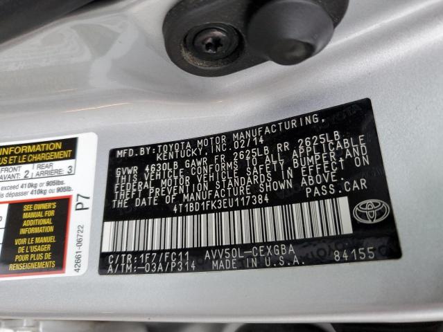 Photo 10 from auction – 2014 TOYOTA CAMRY HYBR with VIN 4T1BD1FK3EU117384