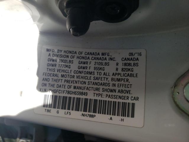 Photo 10 from auction – 2016 HONDA CIVIC EXL with VIN 2HGFC1F78GH659849
