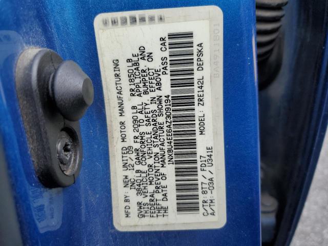 Photo 10 from auction – 2010 TOYOTA COROLLA BA with VIN 1NXBU4EE6AZ309194