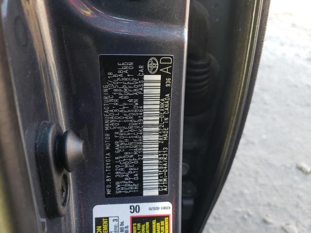Photo 10 from auction – 2019 TOYOTA COROLLA L with VIN 2T1BURHE4KC191464