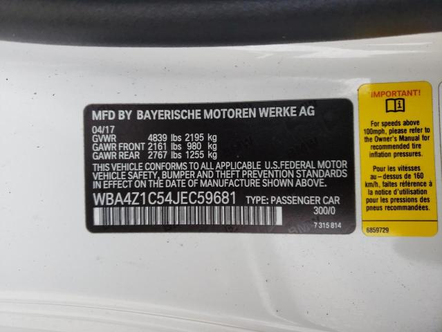 Photo 10 from auction – 2018 BMW 430I with VIN WBA4Z1C54JEC59681