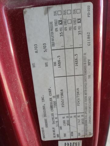 Photo 10 from auction – 2003 DODGE RAM VAN B1 with VIN 2D6WB11Y03K524082