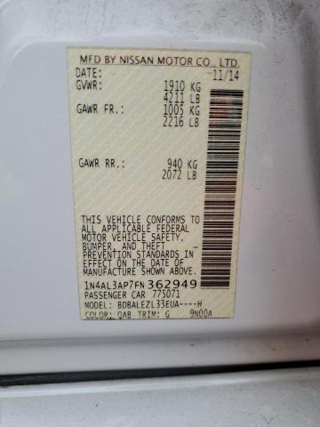 Photo 10 from auction – 2015 NISSAN ALTIMA 2.5 with VIN 1N4AL3AP7FN362949
