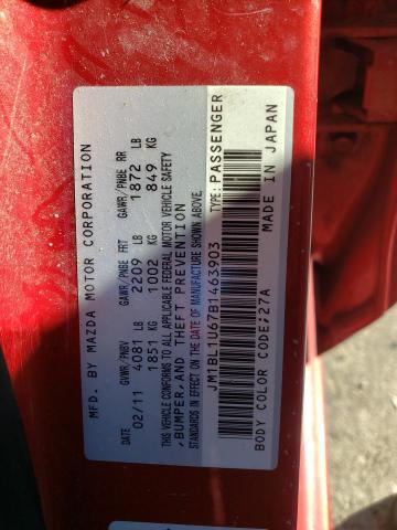 Photo 10 from auction – 2011 MAZDA 3 S with VIN JM1BL1U67B1463903