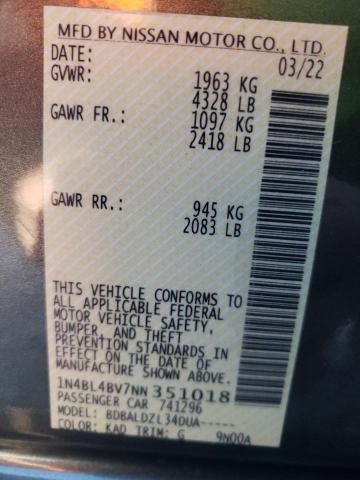 Photo 10 from auction – 2022 NISSAN ALTIMA S with VIN 1N4BL4BV7NN351018