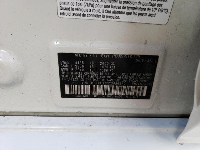 Photo 10 from auction – 2012 SUBARU LEGACY 2.5 with VIN 4S3BMCK63C3026370