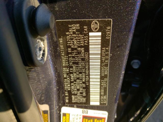 Photo 10 from auction – 2022 TOYOTA AVALON LIM with VIN 4T1DA1AB4NU013902