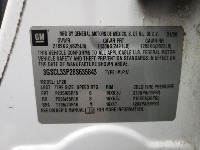 Photo 10 from auction – 2008 SATURN VUE XE with VIN 3GSCL33P28S635843