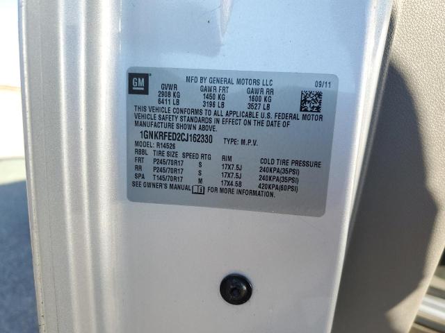 Photo 10 from auction – 2012 CHEVROLET TRAVERSE L with VIN 1GNKRFED2CJ162330