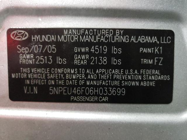 Photo 10 from auction – 2006 HYUNDAI SONATA GLS with VIN 5NPEU46F06H033699