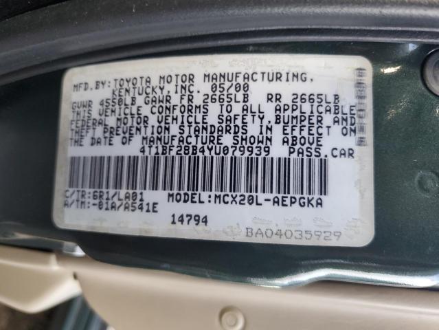 Photo 10 from auction – 2000 TOYOTA AVLNXL/XLS with VIN 4T1BF28B4YU079939