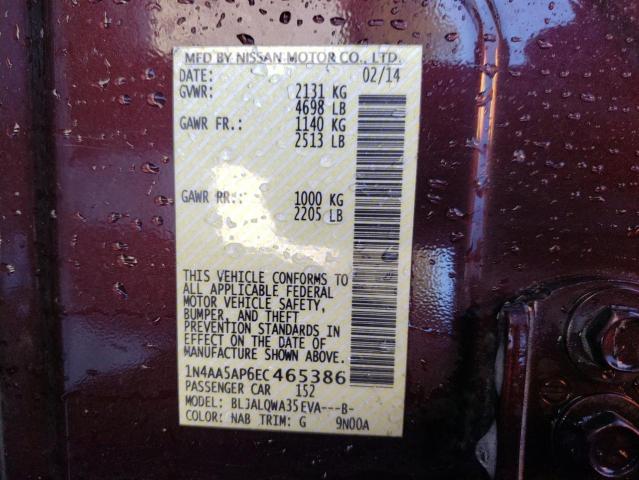 Photo 10 from auction – 2014 NISSAN MAXIMA S with VIN 1N4AA5AP6EC465386