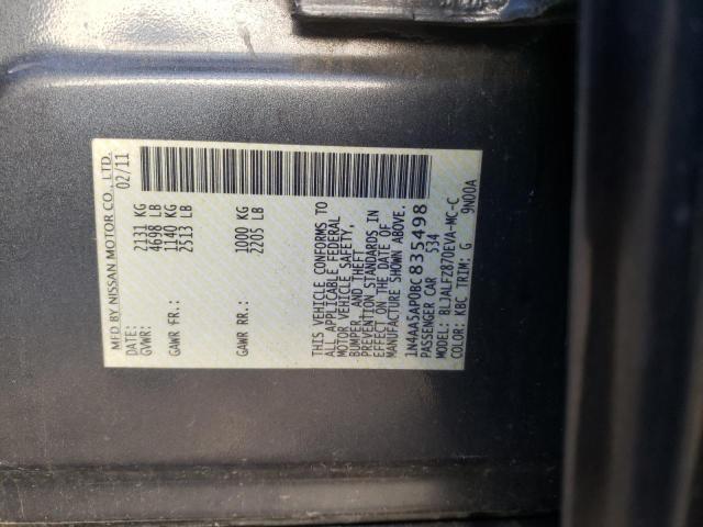Photo 10 from auction – 2011 NISSAN MAXIMA S with VIN 1N4AA5AP0BC835498