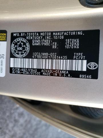 Photo 10 from auction – 2007 TOYOTA CAMRY CE with VIN 4T1BE46K17U614435