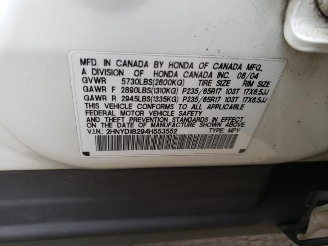Photo 10 from auction – 2004 ACURA MDX with VIN 2HNYD18294H553552