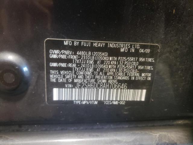 Photo 10 from auction – 2010 SUBARU FORESTER 2 with VIN JF2SH6DC8AH706646