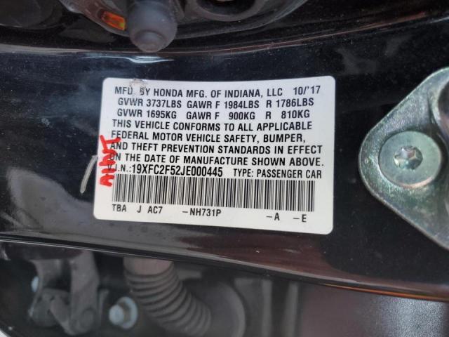 Photo 10 from auction – 2018 HONDA CIVIC LX with VIN 19XFC2F52JE000445