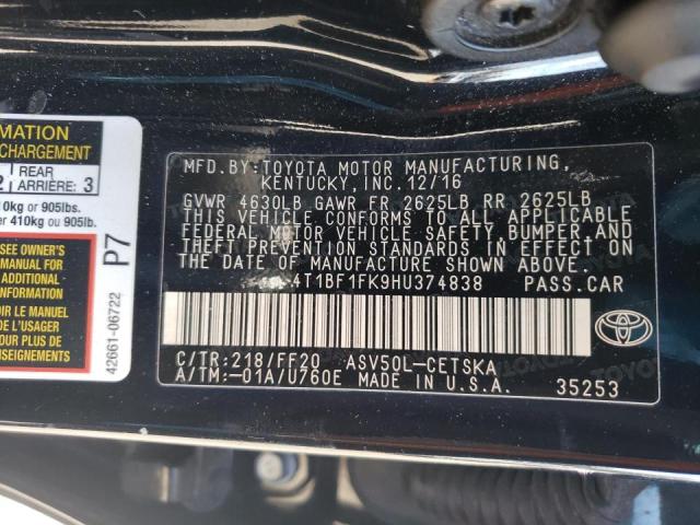 Photo 10 from auction – 2017 TOYOTA CAMRY LE with VIN 4T1BF1FK9HU374838