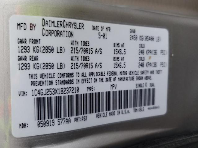 Photo 10 from auction – 2001 CHRYSLER VOYAGER with VIN 1C4GJ253X1B237210
